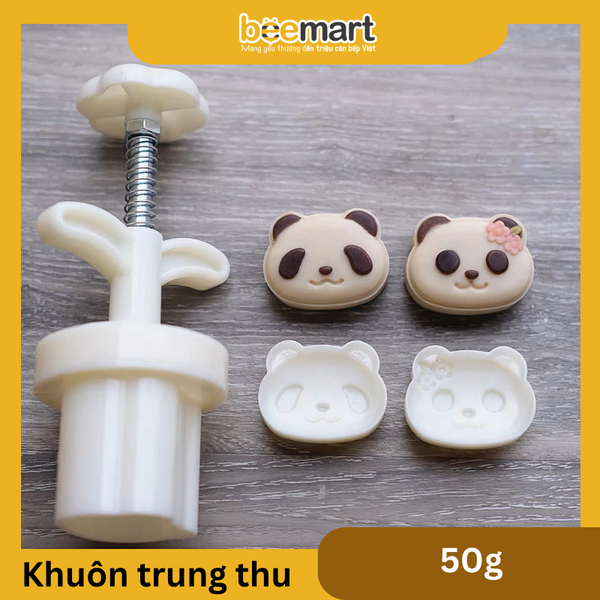 Khuôn trung thu lò xo 2 mặt gấu trúc 50g