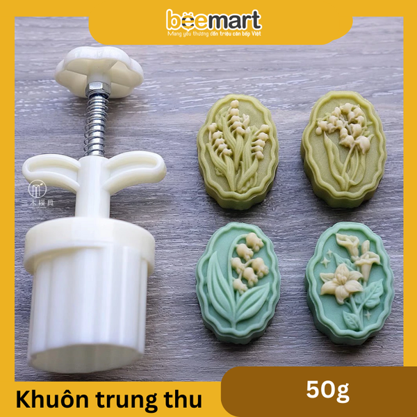 Khuôn trung thu lò xo 4 mặt hoa linh lang 50g