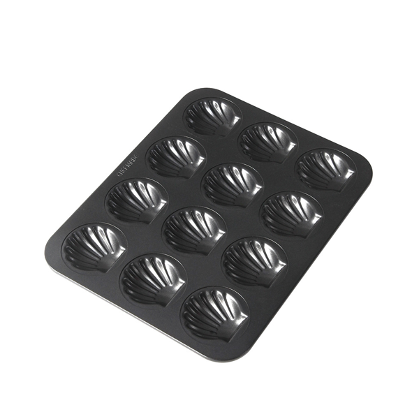 Khuôn bánh 12 ô sò tròn màu đen WK9874