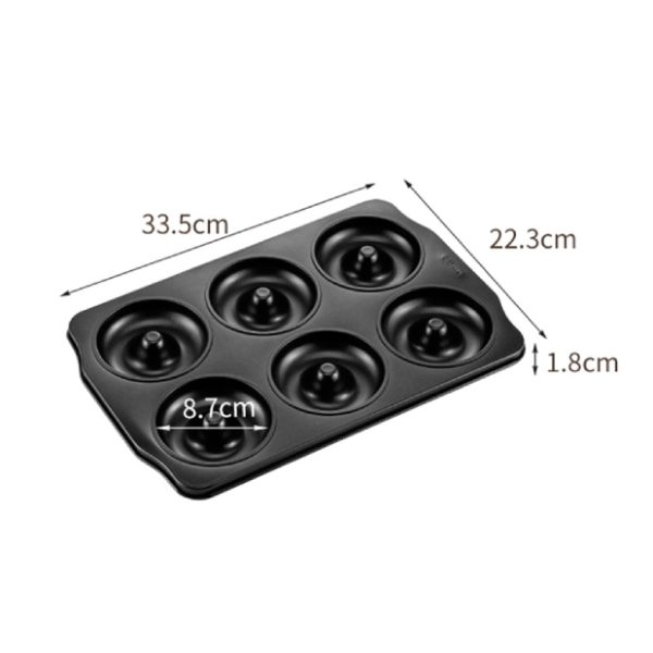 Khuôn bánh 6 hình donut tròn màu đen WK9038