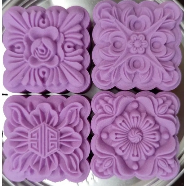 Khuôn trung thu lò xo 4 mặt hoa vuông 75g