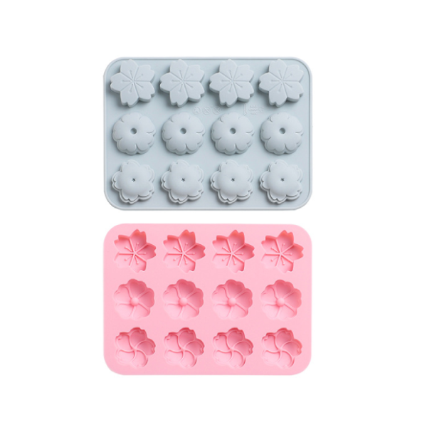 Khuôn silicon đổ socola 12 viên hình hoa đào