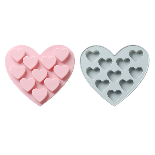 Khuôn silicon socola 10 hình trái tim