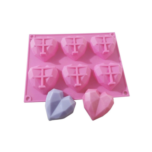 Khuôn silicon trái tim kim cương 6 ô