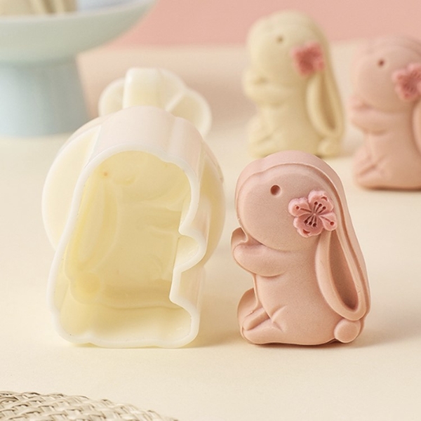 Khuôn trung thu lò xo 1 mặt thỏ dễ thương 75g