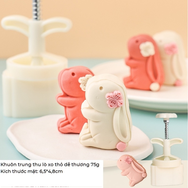 Khuôn trung thu lò xo 1 mặt thỏ dễ thương 75g