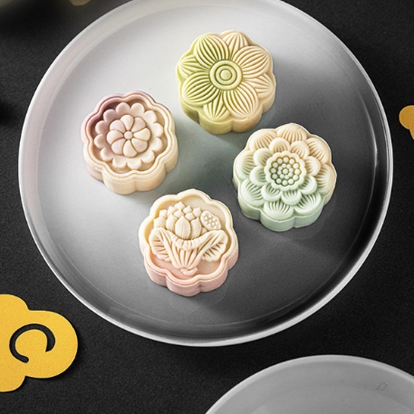 Khuôn trung thu lò xo 4 mặt hoa lá sen 8 cánh 50-65g