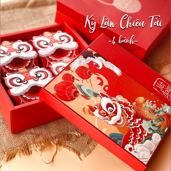 Bộ túi hộp trung thu Kỳ Lân 4 bánh