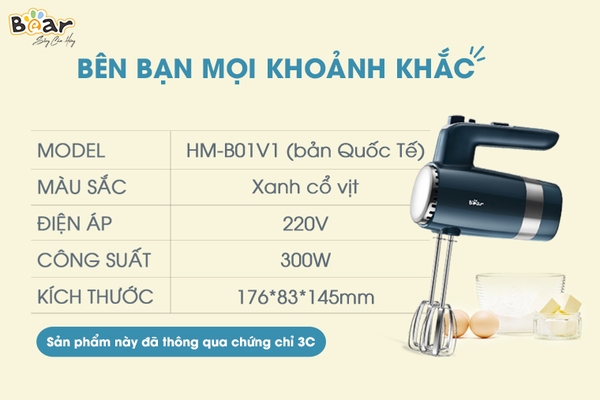 Máy đánh trứng cầm tay Bear HM-B01V1