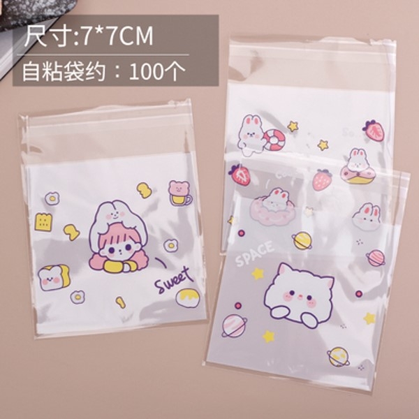 Túi cookies dán mép mèo trắng 7*7 (20c)