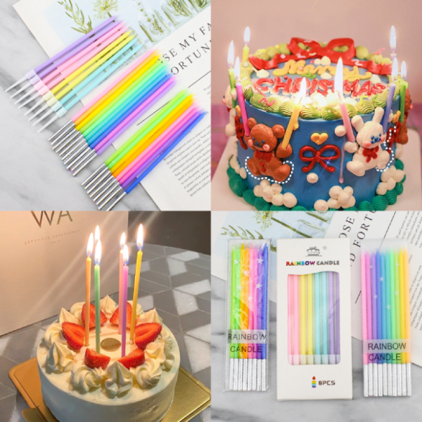 Nến thẳng 7 sắc cầu vồng (vỉ 10 que)