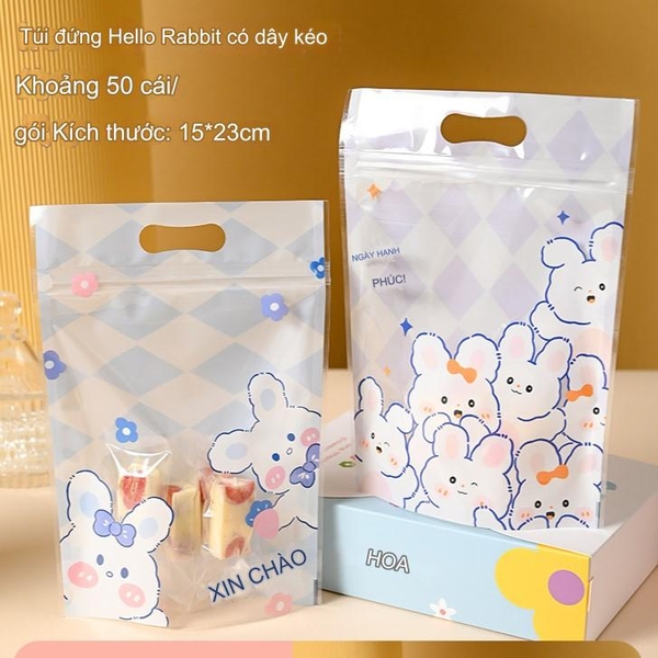 Túi zip đựng bánh Thỏ trắng 15*23 (5c)