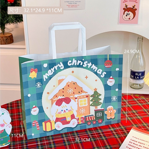 Túi giấy đựng quà họa tiết gấu Merry Chrismas 24*32cm (10c)
