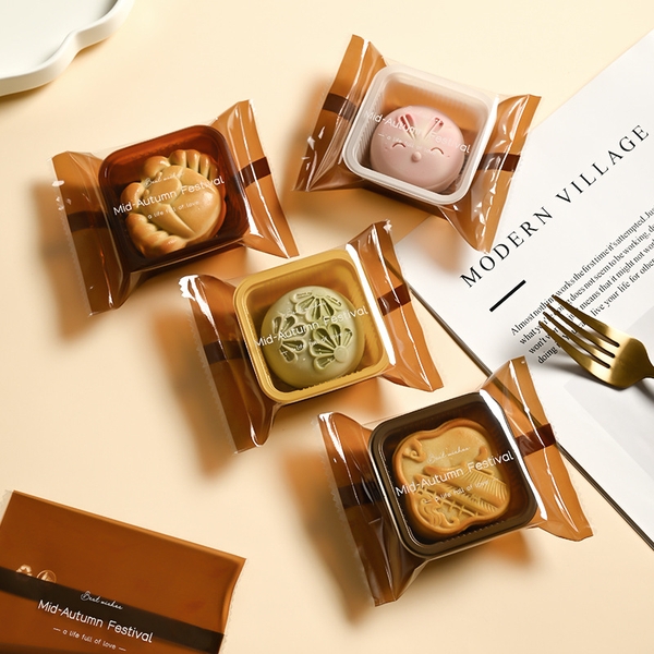 Túi trung thu Nâu chữ trắng số 8.5 đựng bánh 100g (50c)