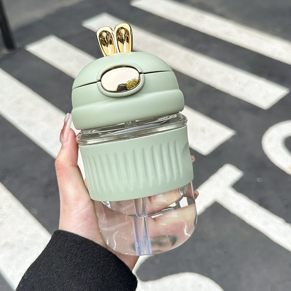 Bình thủy tinh tai thỏ có nắp 350ml