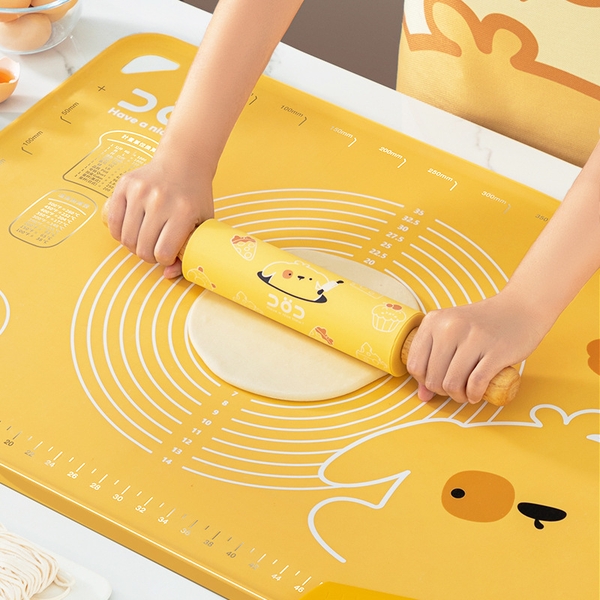 Set 3 món thảm silicone 50x70cm + miếng cắt bột + cán lăn bột hình động vật