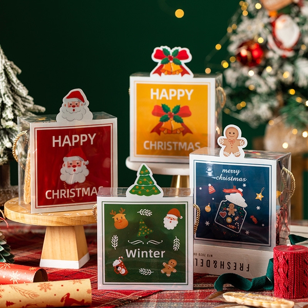 Hộp mica trong đựng bánh Giáng Sinh màu sắc (5c mix)