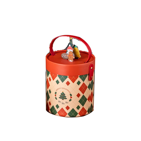 Hộp đựng tròn có quai xách Merry Christmas 15x17cm (5c)