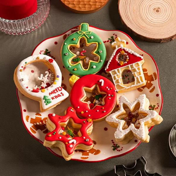 Set 6 khuôn nhấn cookie nhôm rỗng Noel