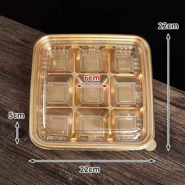 Hộp nhựa đựng bánh 9 ô 22x22x7cm