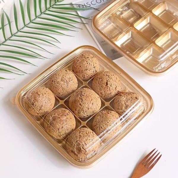 Hộp nhựa đựng bánh 9 ô 22x22x7cm