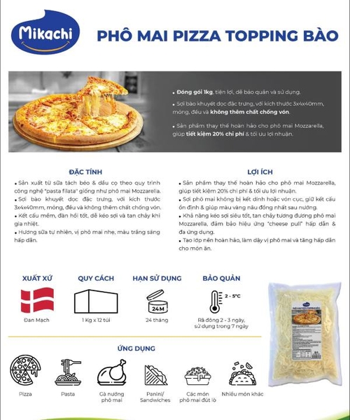 Phô mai bào Topping Mikachi 1kg