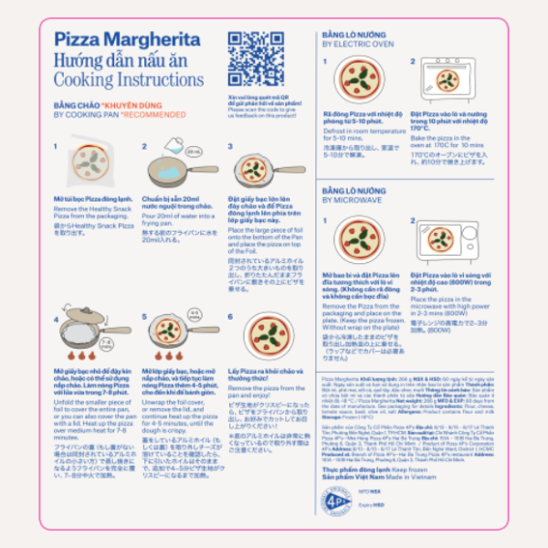 Pizza cà chua Napoli (Margherita) 4P's 247g