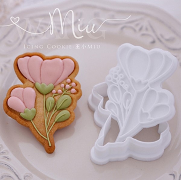 Khuôn nhấn cookies hoa poppy nhỏ 5.7*7.3cm