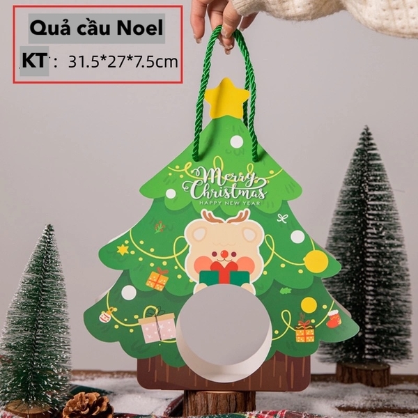 Hộp cầu đựng bánh có quai xách CÂY THÔNG