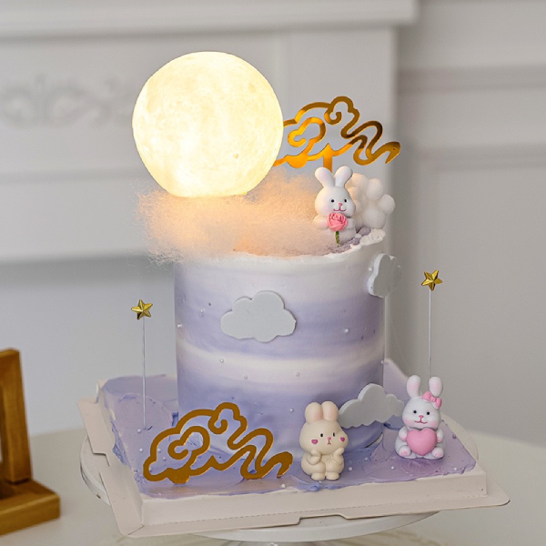 Quả cầu phát sáng màu trắng trang trí bánh