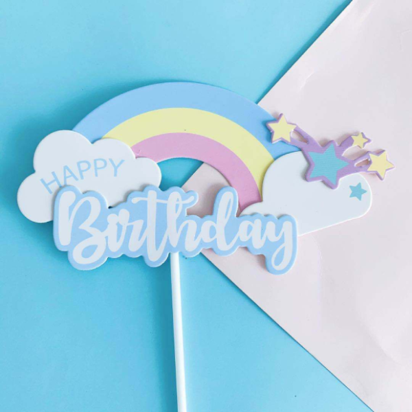 Que cắm HPBD cầu vồng sao xanh