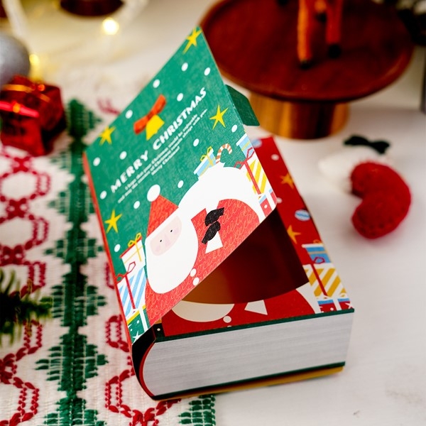 Hộp đựng bánh hình quyển sách Giáng Sinh 17x12x5cm (10c)