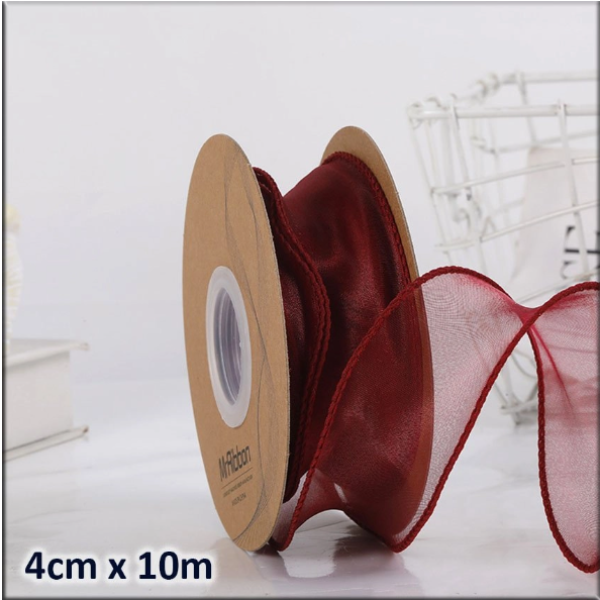 Ruy băng voan đỏ đô 4cm