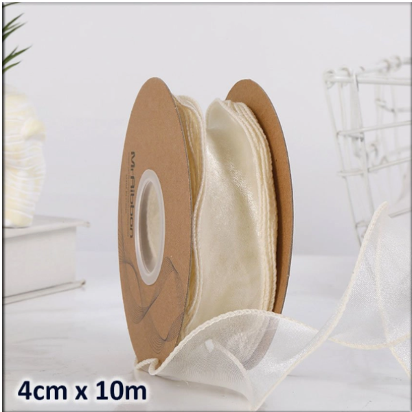 Ruy băng voan màu kem 4cm