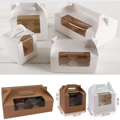 Hộp cupcake quai xách 6 bánh màu trắng