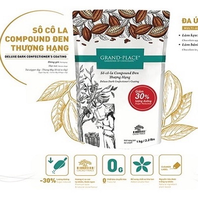 Chocolate compound đen thượng hạng ít đường Grand place 1kg