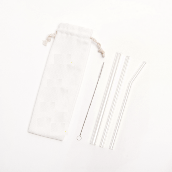 Set 3 ống hút thủy tinh kèm cọ rửa túi đựng