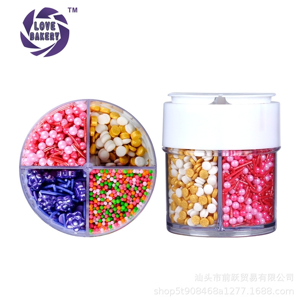 Set 4 hũ kẹo đường trang trí bánh mix 4 ô 110g