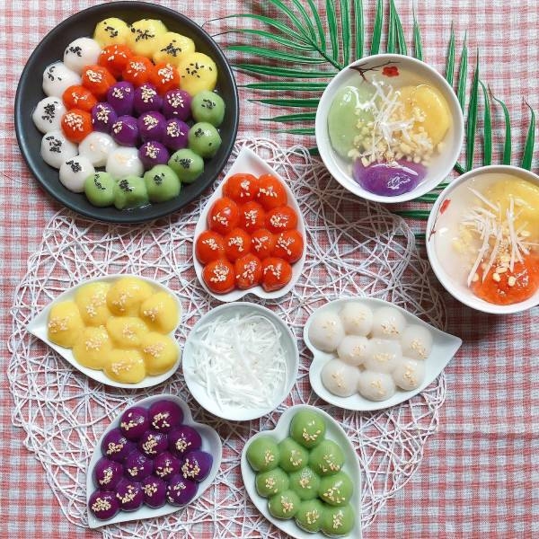 [Bột trộn sẵn cấp đông] Bánh trôi, bánh chay ngũ sắc Nương Bắc