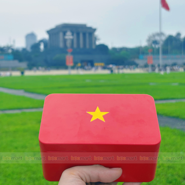 Hộp thiếc chữ nhật màu đỏ 13x8x6,5cm