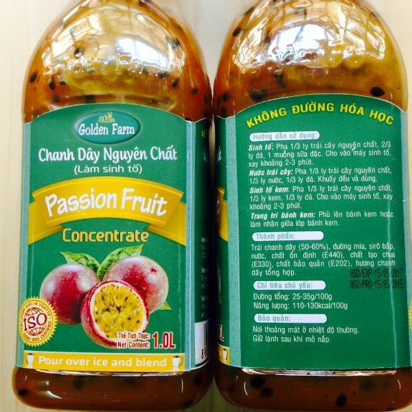 Sinh tố Chanh dây nguyên chất Golden Farm 1L (có hạt)