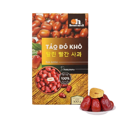 Táo đỏ khô size Jumbo hộp giấy 500g Smile