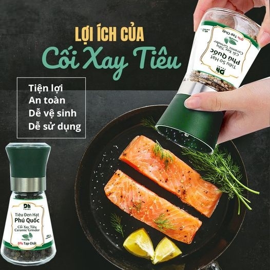 Tiêu đen hạt Phú Quốc Natural DH Foods 45gr (nắp cối xay Ceramic)