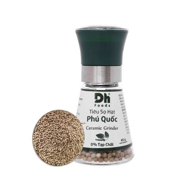 Tiêu sọ hạt Phú Quốc Natural DH Foods 45gr (nắp cối xay Ceramic)