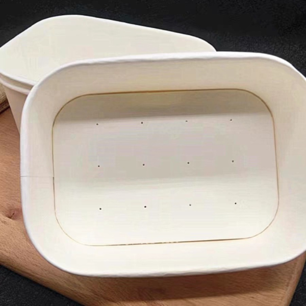 Tô giấy trắng Kraf hình chữ nhật 750ml kèm nắp