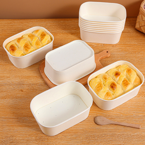 Tô giấy trắng Kraf hình chữ nhật 750ml kèm nắp