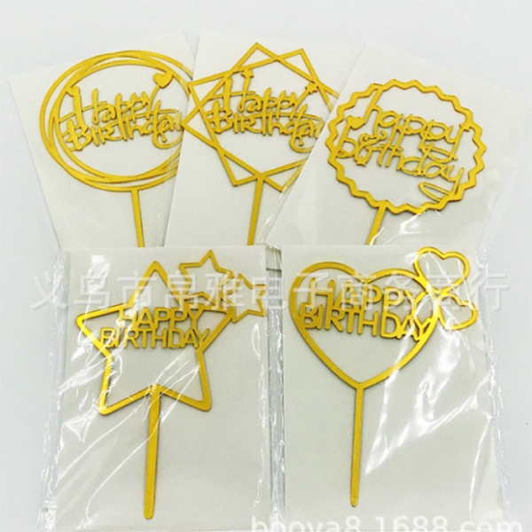 Topper mica Happy Birthday ngôi sao