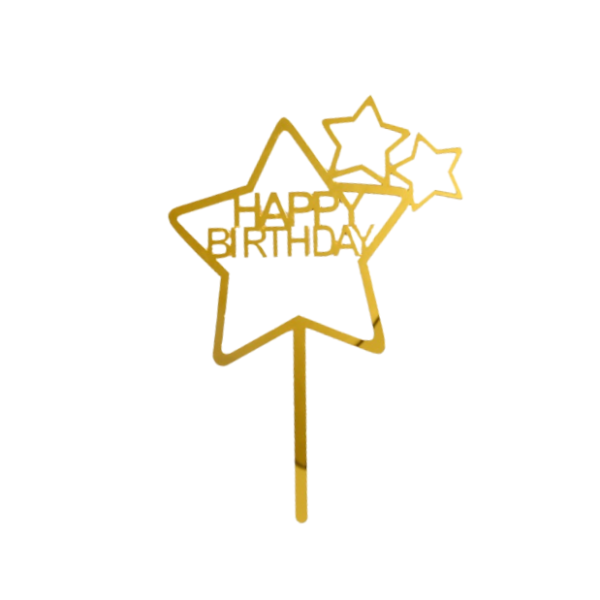 Topper mica Happy Birthday ngôi sao