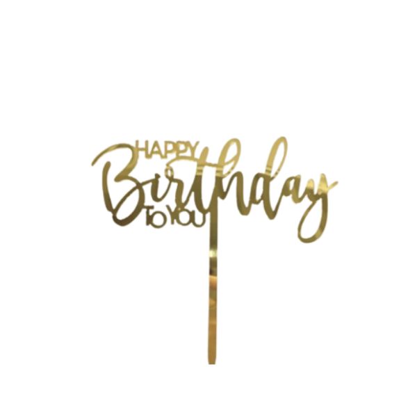 Topper mica Happy Birthday to you vàng