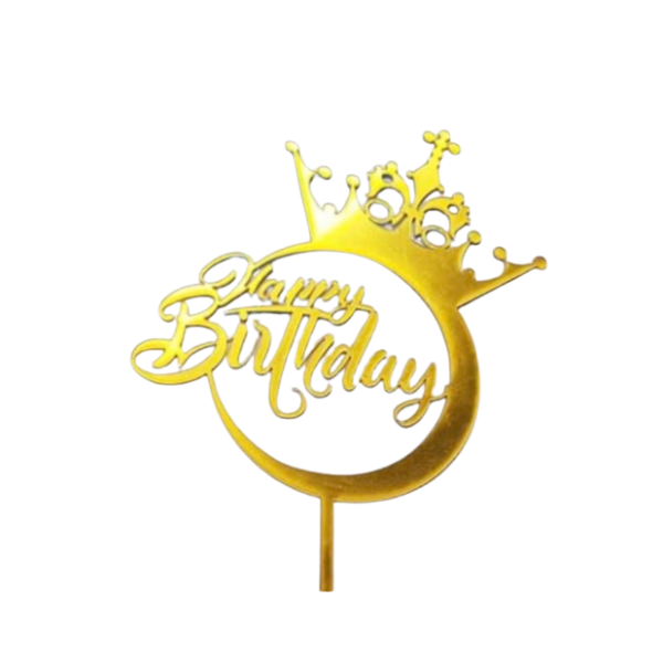 Topper mica Happy Birthday vương miện